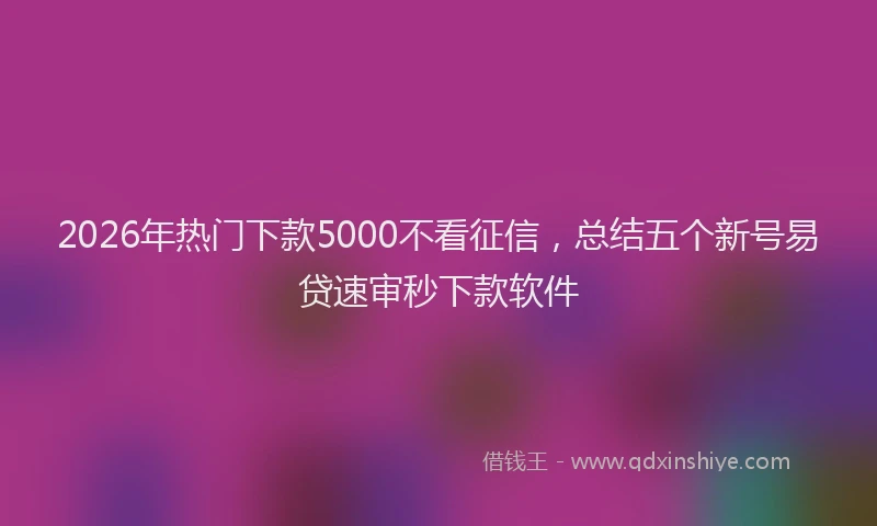 2026年热门下款5000不看征信，总结五个新号易贷速审秒下款软件
