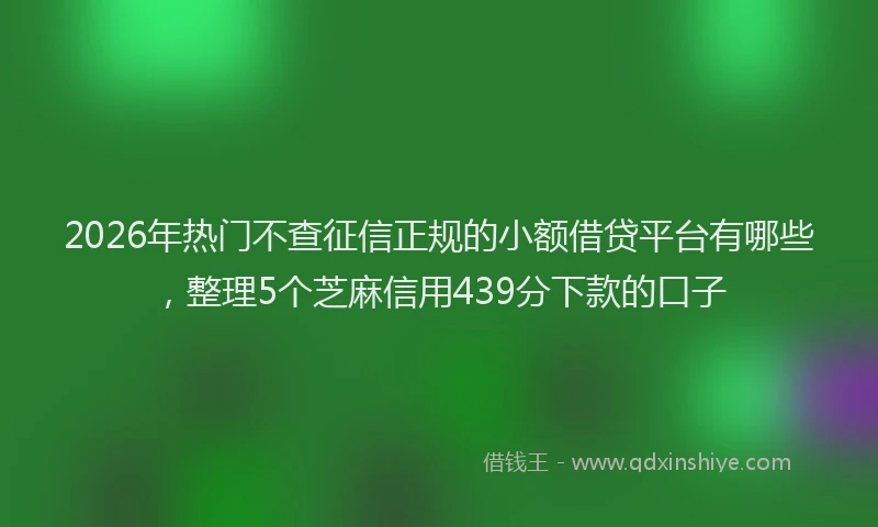 2026年热门不查征信正规的小额借贷平台有哪些，整理5个芝麻信用439分下款的口子