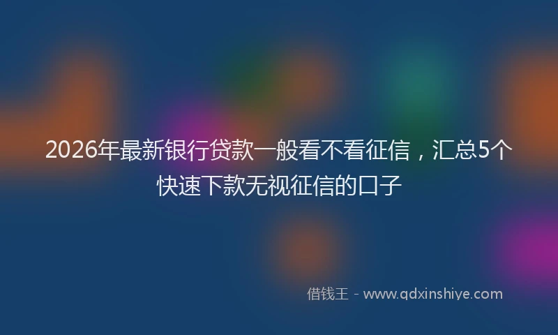 2026年最新银行贷款一般看不看征信，汇总5个快速下款无视征信的口子