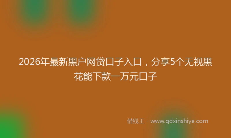 2026年最新黑户网贷口子入口，分享5个无视黑花能下款一万元口子