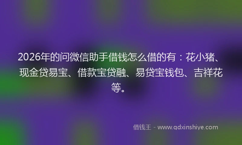 2026年的问微信助手借钱怎么借的有：花小猪、现金贷易宝、借款宝贷融、易贷宝钱包、吉祥花等。