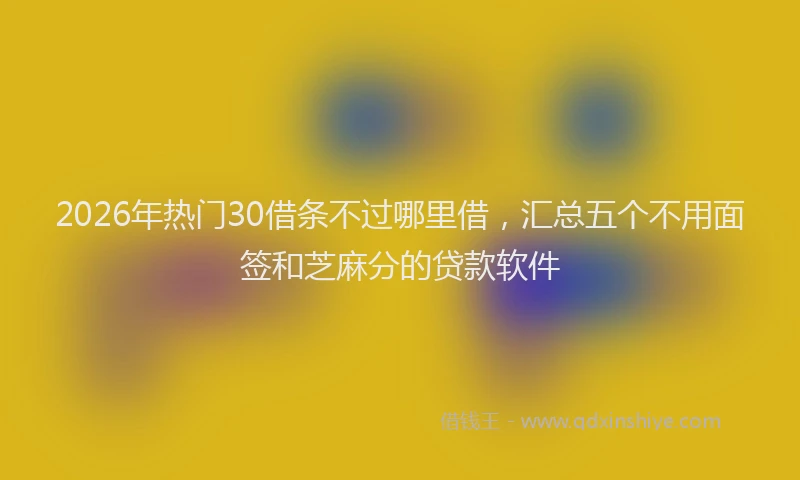 2026年热门30借条不过哪里借，汇总五个不用面签和芝麻分的贷款软件