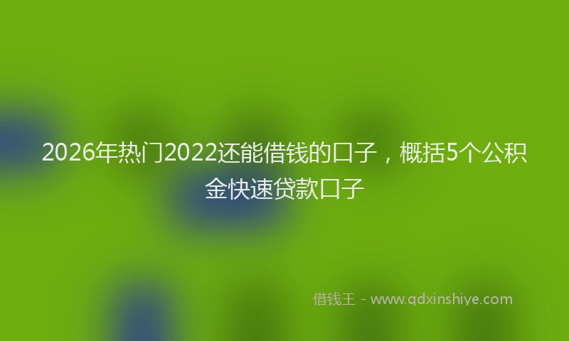2026年热门2022还能借钱的口子，概括5个公积金快速贷款口子