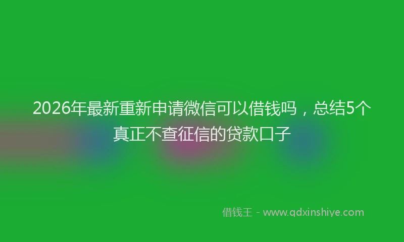 2026年最新重新申请微信可以借钱吗，总结5个真正不查征信的贷款口子