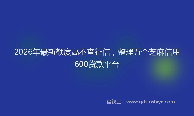 2026年最新额度高不查征信，整理五个芝麻信用600贷款平台