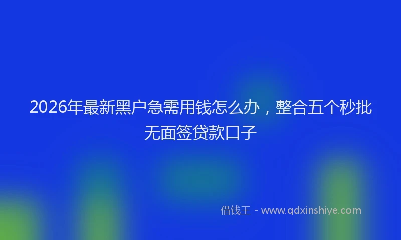2026年最新黑户急需用钱怎么办，整合五个秒批无面签贷款口子