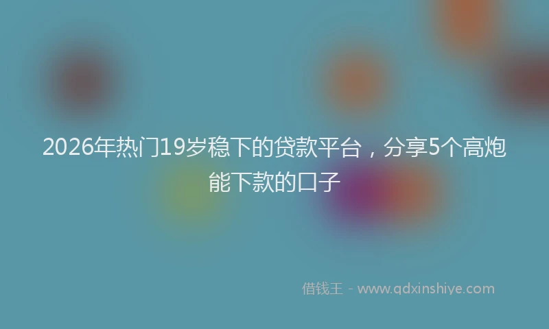 2026年热门19岁稳下的贷款平台，分享5个高炮能下款的口子