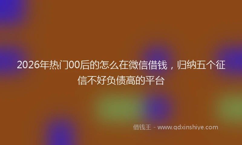 2026年热门00后的怎么在微信借钱，归纳五个征信不好负债高的平台