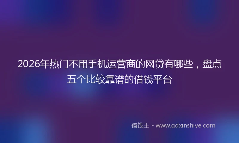 2026年热门不用手机运营商的网贷有哪些，盘点五个比较靠谱的借钱平台