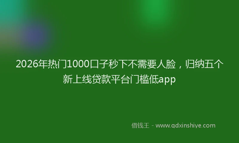 2026年热门1000口子秒下不需要人脸，归纳五个新上线贷款平台门槛低app