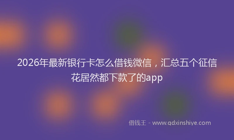 2026年最新银行卡怎么借钱微信，汇总五个征信花居然都下款了的app