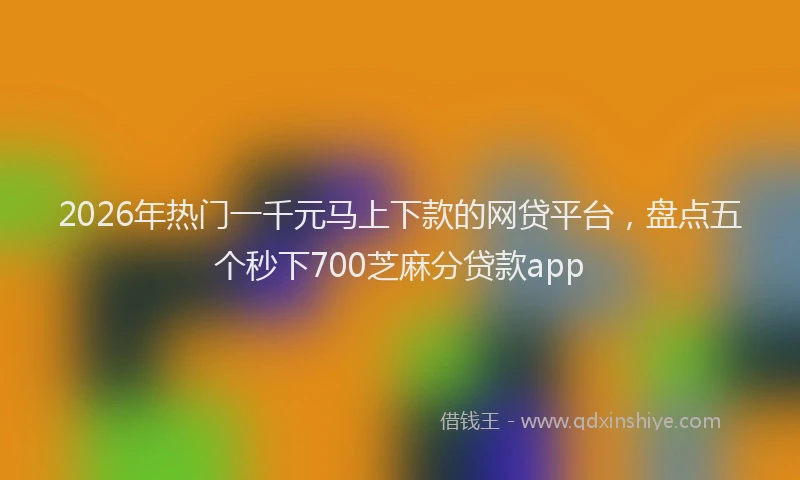 2026年热门一千元马上下款的网贷平台，盘点五个秒下700芝麻分贷款app