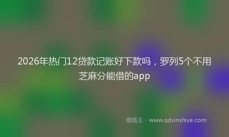 2026年热门12贷款记账好下款吗，罗列5个不用芝麻分能借的app