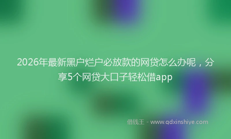 2026年最新黑户烂户必放款的网贷怎么办呢，分享5个网贷大口子轻松借app