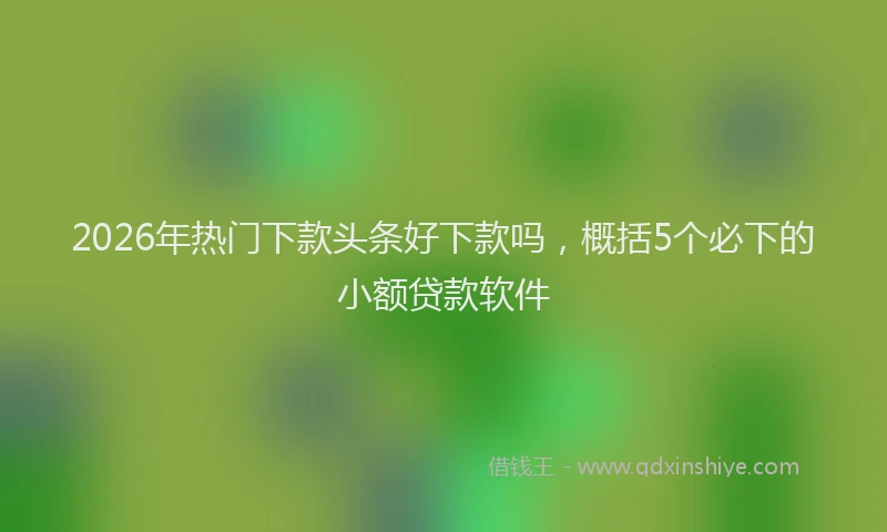 2026年热门下款头条好下款吗，概括5个必下的小额贷款软件