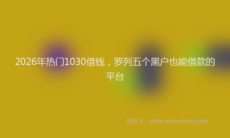 2026年热门1030借钱，罗列五个黑户也能借款的平台