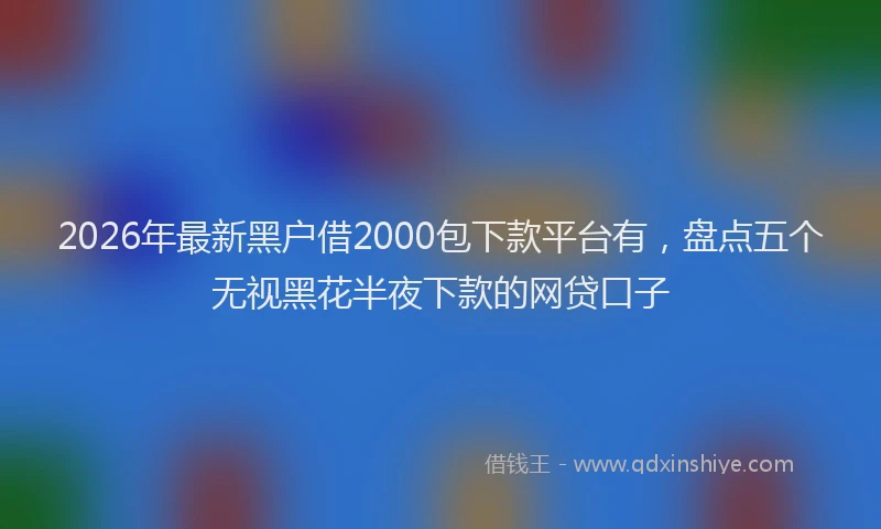 2026年最新黑户借2000包下款平台有，盘点五个无视黑花半夜下款的网贷口子