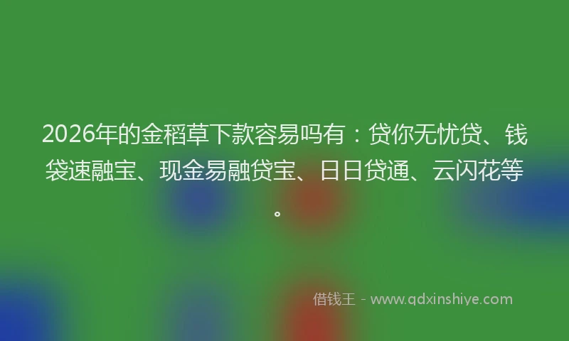 2026年的金稻草下款容易吗有：贷你无忧贷、钱袋速融宝、现金易融贷宝、日日贷通、云闪花等。