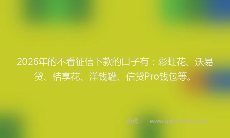 2026年的不看征信下款的口子有：彩虹花、沃易贷、桔享花、洋钱罐、信贷Pro钱包等。