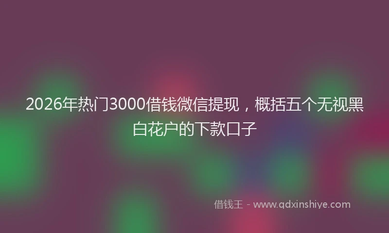 2026年热门3000借钱微信提现，概括五个无视黑白花户的下款口子