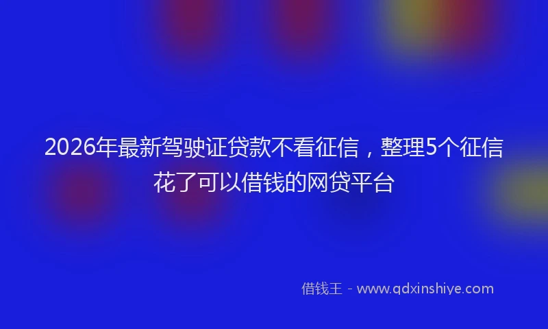 2026年最新驾驶证贷款不看征信，整理5个征信花了可以借钱的网贷平台