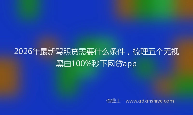 2026年最新驾照贷需要什么条件，梳理五个无视黑白100%秒下网贷app