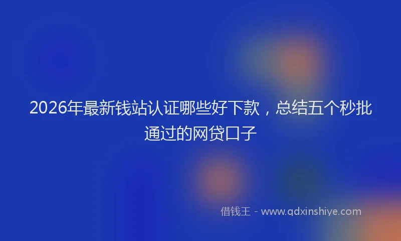 2026年最新钱站认证哪些好下款，总结五个秒批通过的网贷口子