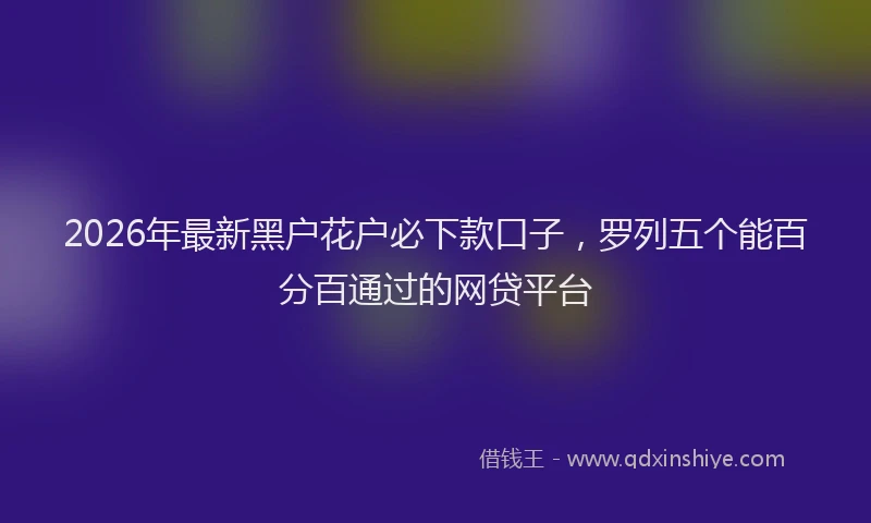 2026年最新黑户花户必下款口子，罗列五个能百分百通过的网贷平台
