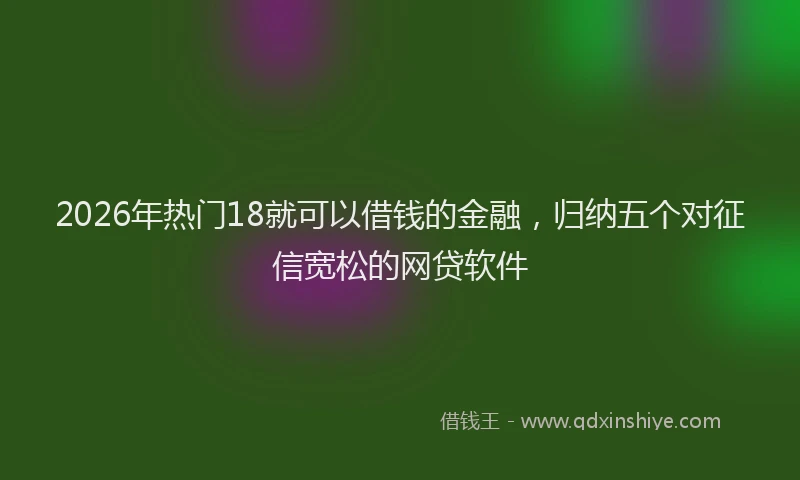 2026年热门18就可以借钱的金融，归纳五个对征信宽松的网贷软件