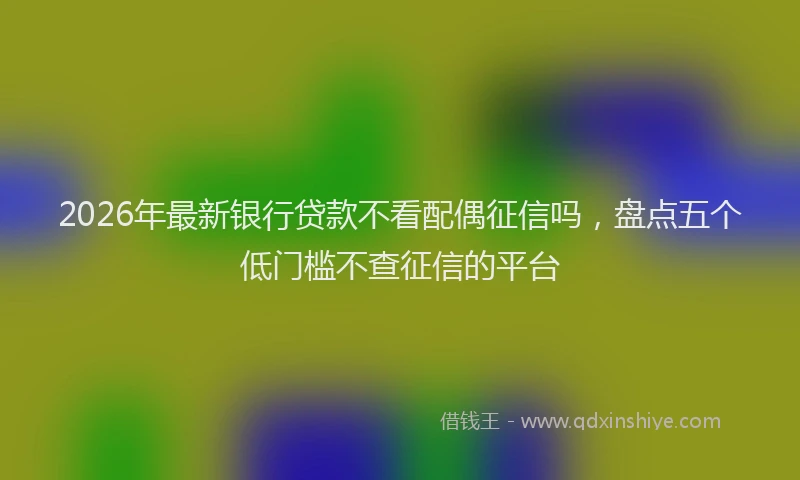 2026年最新银行贷款不看配偶征信吗，盘点五个低门槛不查征信的平台