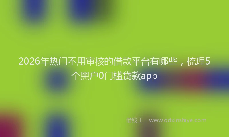 2026年热门不用审核的借款平台有哪些，梳理5个黑户0门槛贷款app