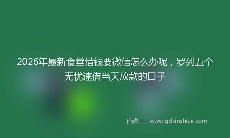 2026年最新食堂借钱要微信怎么办呢，罗列五个无忧速借当天放款的口子