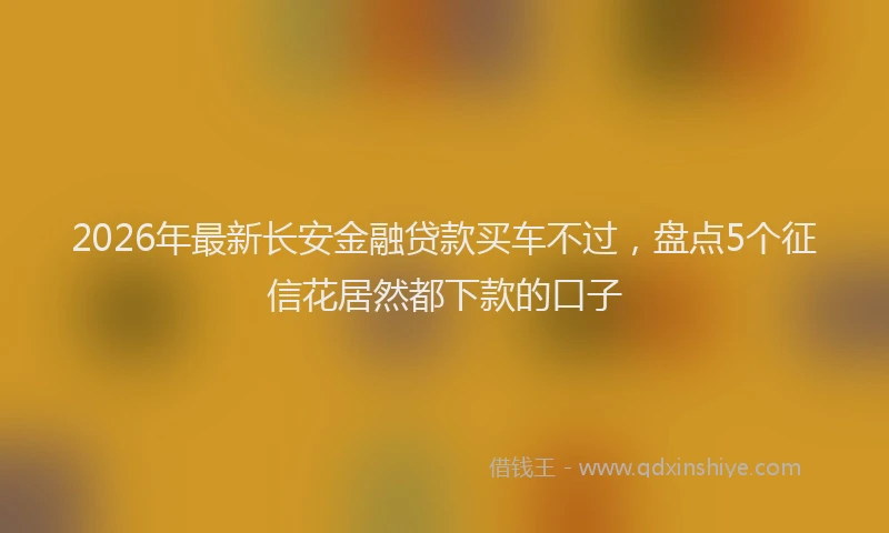 2026年最新长安金融贷款买车不过，盘点5个征信花居然都下款的口子