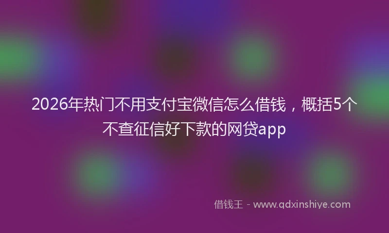 2026年热门不用支付宝微信怎么借钱，概括5个不查征信好下款的网贷app