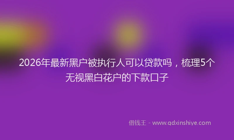 2026年最新黑户被执行人可以贷款吗，梳理5个无视黑白花户的下款口子