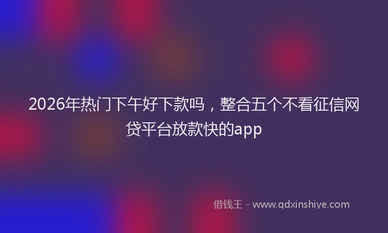 2026年热门下午好下款吗，整合五个不看征信网贷平台放款快的app
