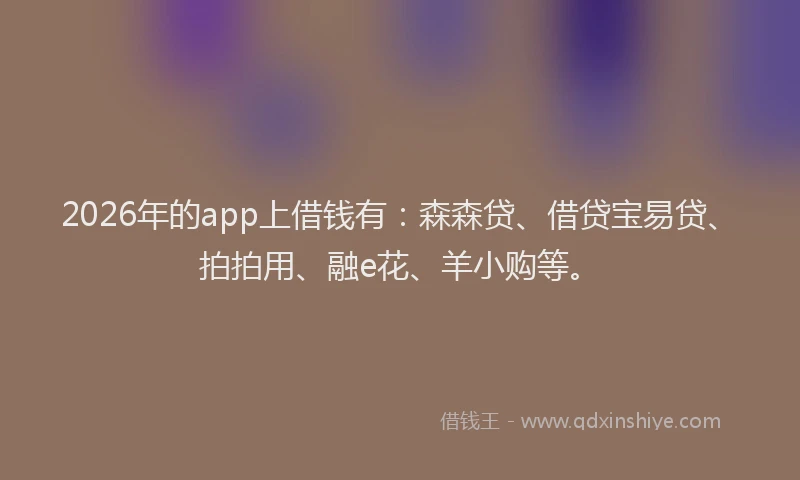 2026年的app上借钱有：森森贷、借贷宝易贷、拍拍用、融e花、羊小购等。