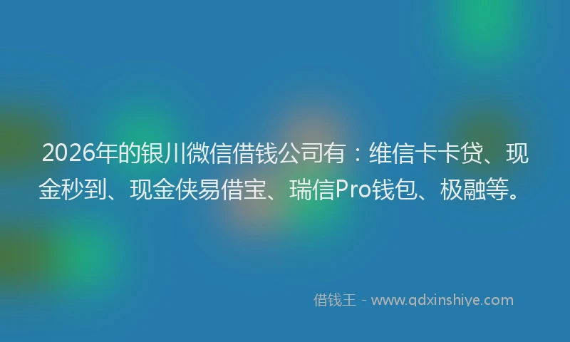 2026年的银川微信借钱公司有：维信卡卡贷、现金秒到、现金侠易借宝、瑞信Pro钱包、极融等。