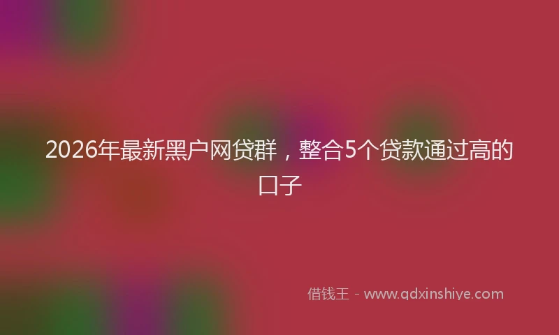 2026年最新黑户网贷群，整合5个贷款通过高的口子