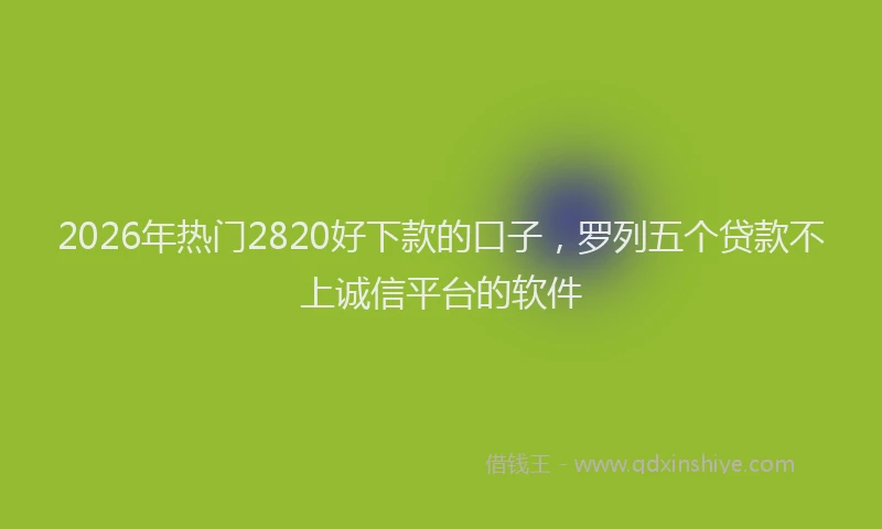 2026年热门2820好下款的口子，罗列五个贷款不上诚信平台的软件