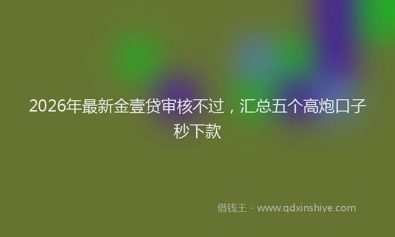 2026年最新金壹贷审核不过，汇总五个高炮口子秒下款