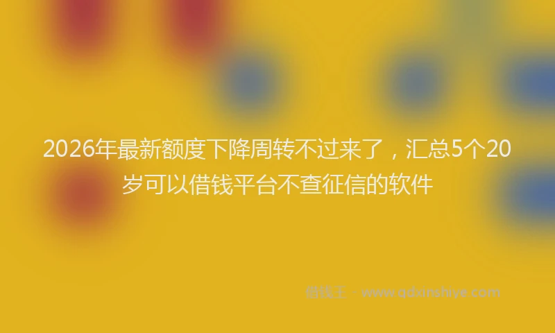 2026年最新额度下降周转不过来了，汇总5个20岁可以借钱平台不查征信的软件