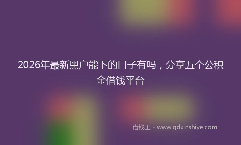 2026年最新黑户能下的口子有吗，分享五个公积金借钱平台
