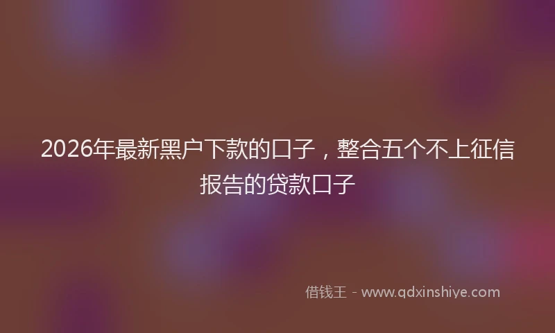 2026年最新黑户下款的口子，整合五个不上征信报告的贷款口子