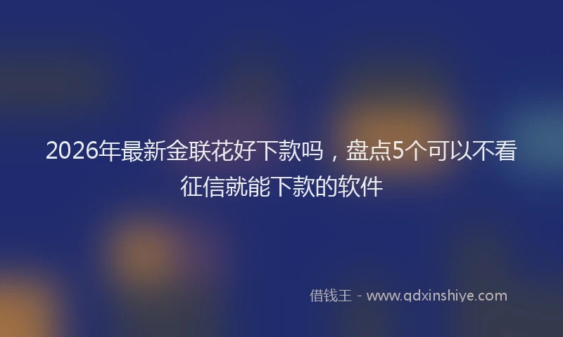 2026年最新金联花好下款吗，盘点5个可以不看征信就能下款的软件