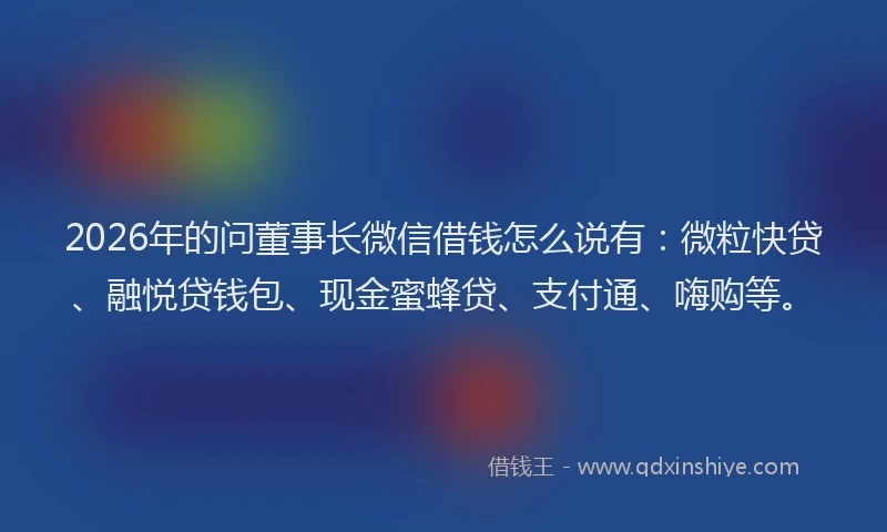2026年的问董事长微信借钱怎么说有：微粒快贷、融悦贷钱包、现金蜜蜂贷、支付通、嗨购等。