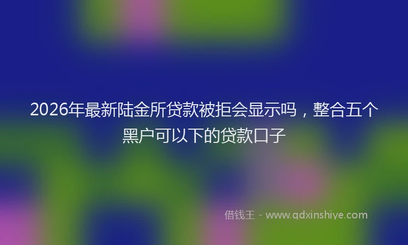 2026年最新陆金所贷款被拒会显示吗，整合五个黑户可以下的贷款口子