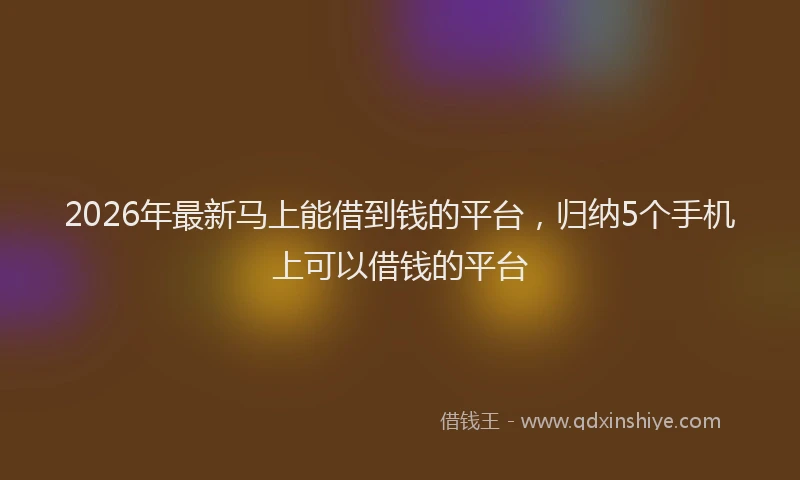 2026年最新马上能借到钱的平台，归纳5个手机上可以借钱的平台