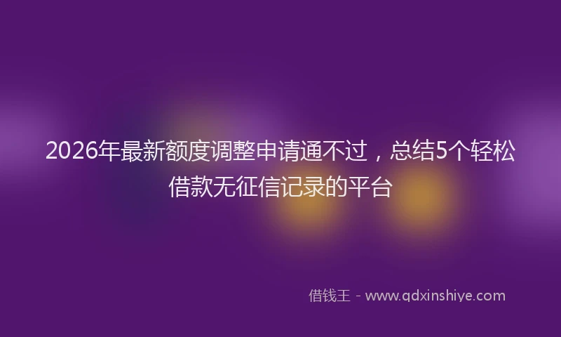 2026年最新额度调整申请通不过，总结5个轻松借款无征信记录的平台