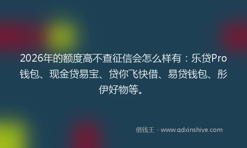 2026年的额度高不查征信会怎么样有：乐贷Pro钱包、现金贷易宝、贷你飞快借、易贷钱包、彤伊好物等。